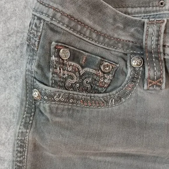 Rock Revival Boris Skinny Jeans Womens 26 Gray Stretch Embroidered Denim​​​ - Picture 5 of 13